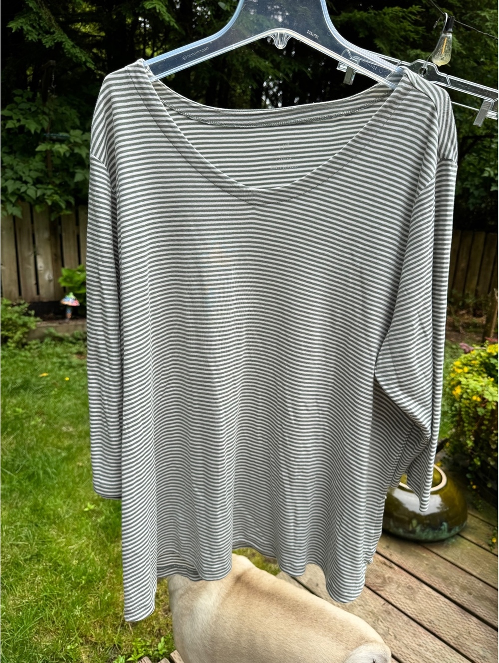 J.Jill V-Neck Long Sleeve Tee 100% Pima Cotton Striped Shirt 3X